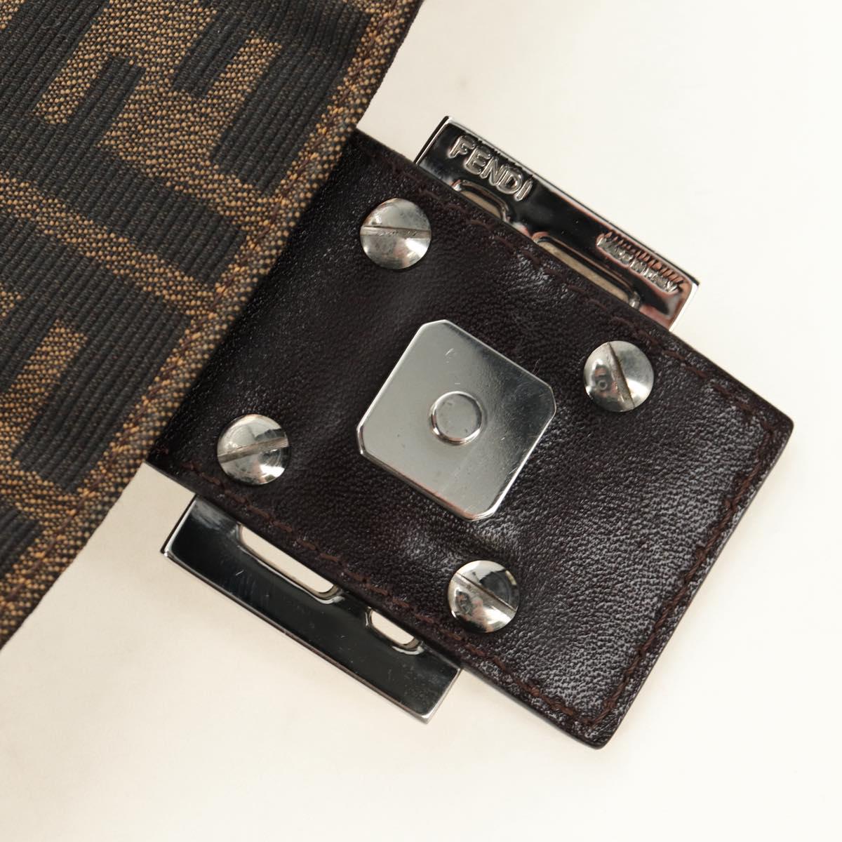 FENDI Zucca Canvas Mamma Baguette Shoulder Bag Black Brown Auth 185313M