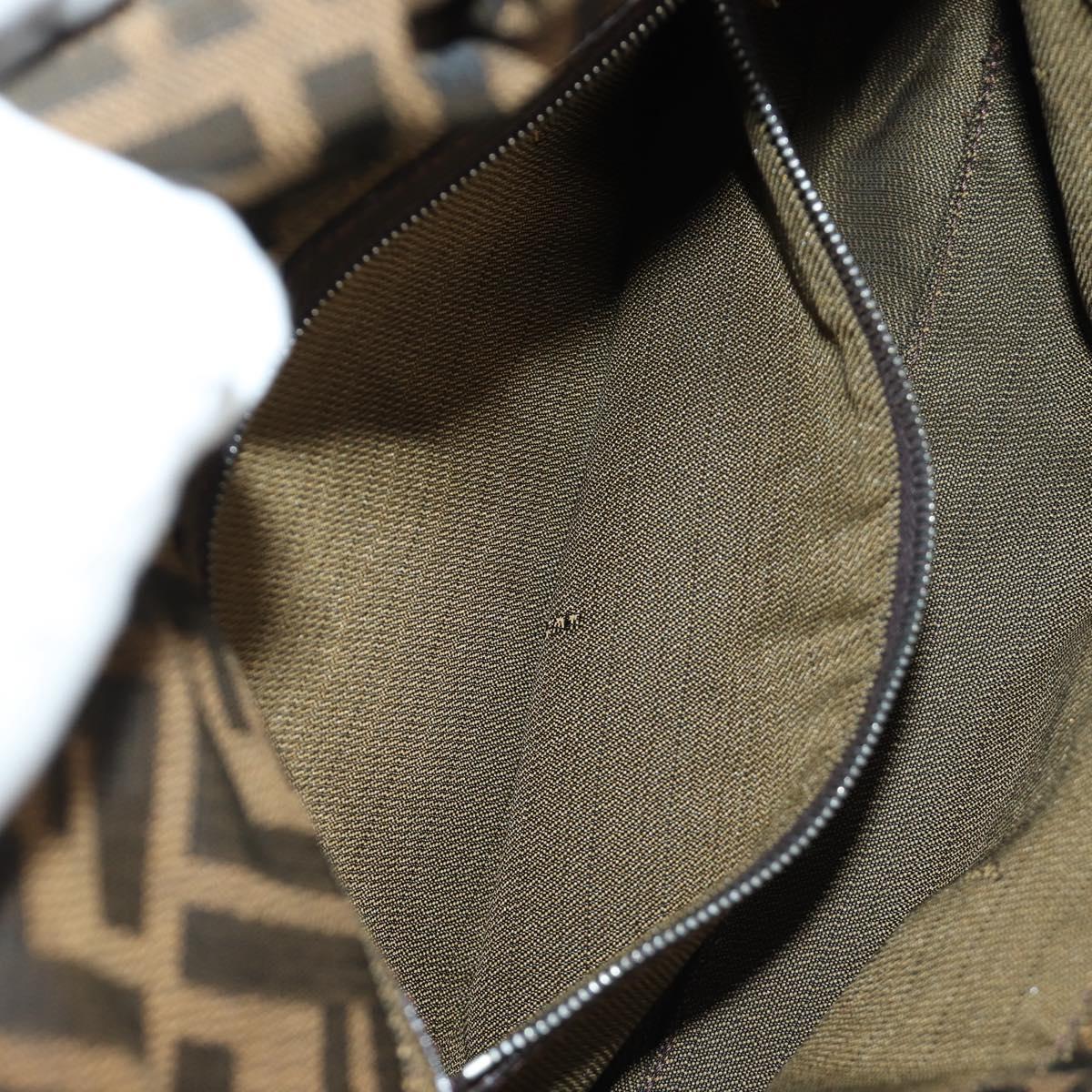 FENDI Zucca Canvas Mamma Baguette Shoulder Bag Black Brown Auth 185313M