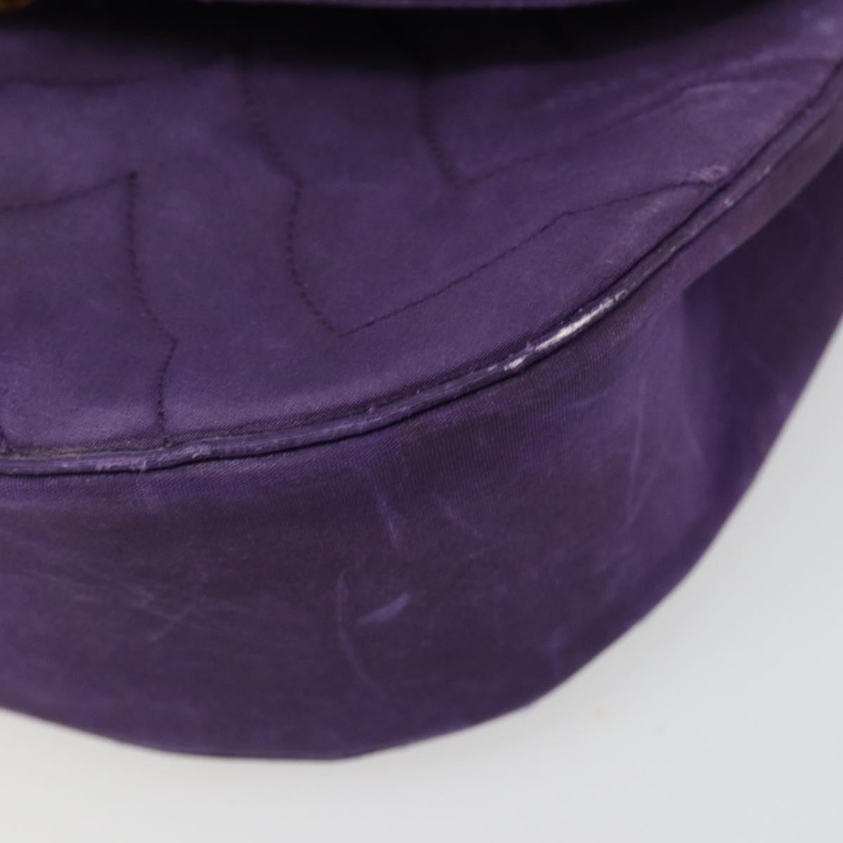 CHANEL Chain Shoulder Bag Satin Purple Gold CC Auth 185314