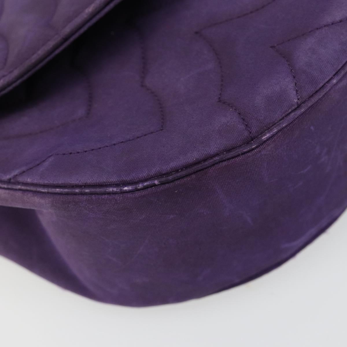 CHANEL Chain Shoulder Bag Satin Purple Gold CC Auth 185314