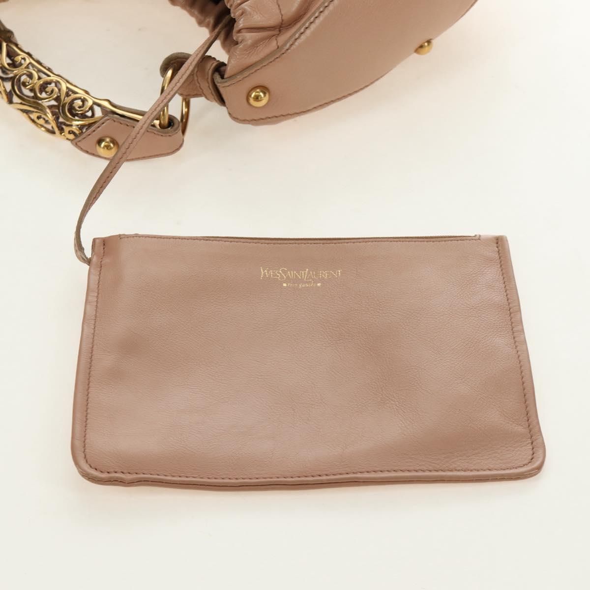 SAINT LAURENT Mombasa Shoulder Bag Leather Pink Gold Auth 185320SM