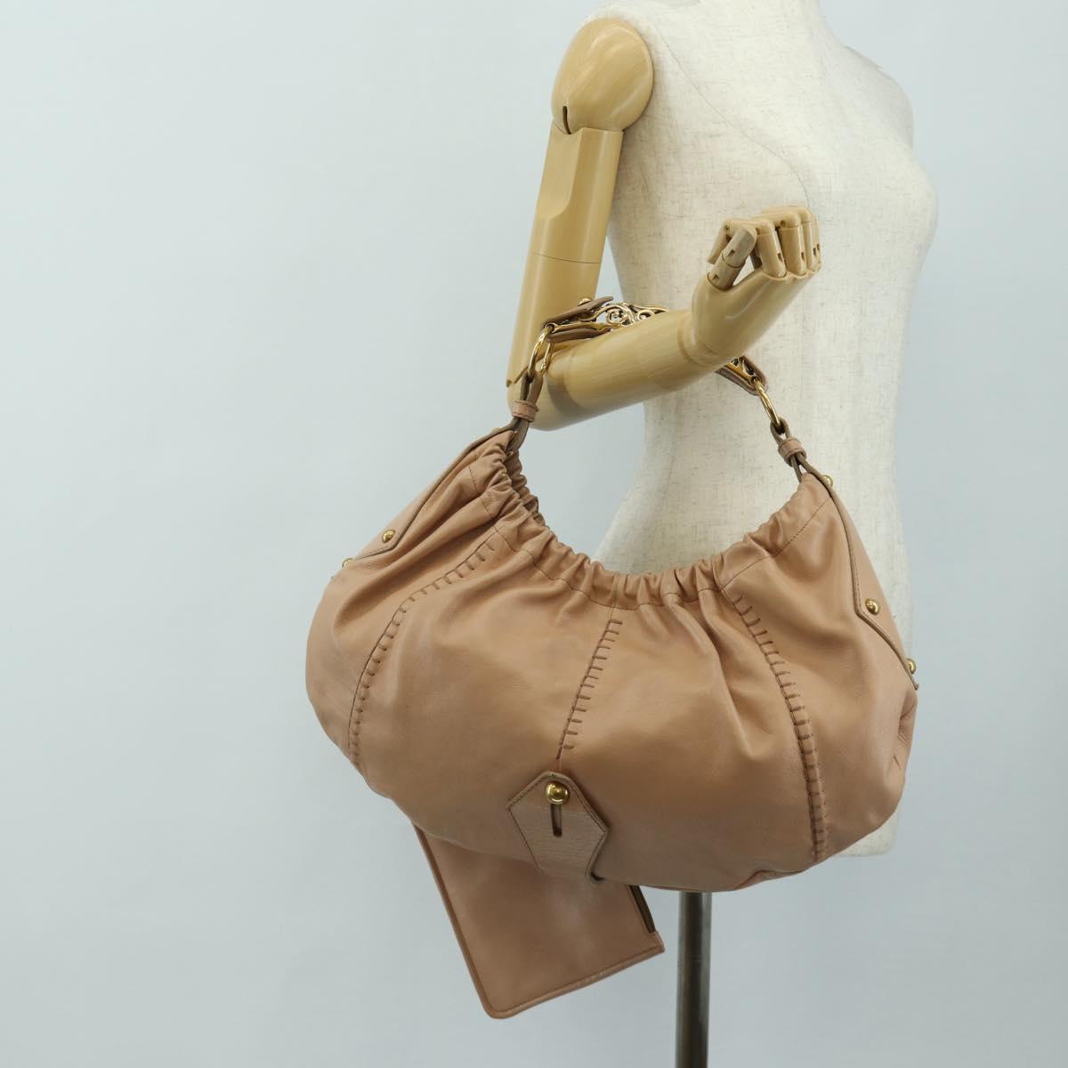 SAINT LAURENT Mombasa Shoulder Bag Leather Pink Gold Auth 185320SM