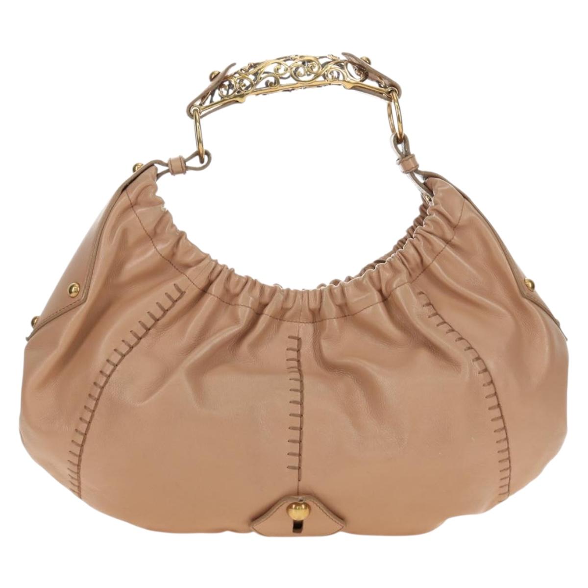 SAINT LAURENT Mombasa Shoulder Bag Leather Pink Gold Auth 185320SM