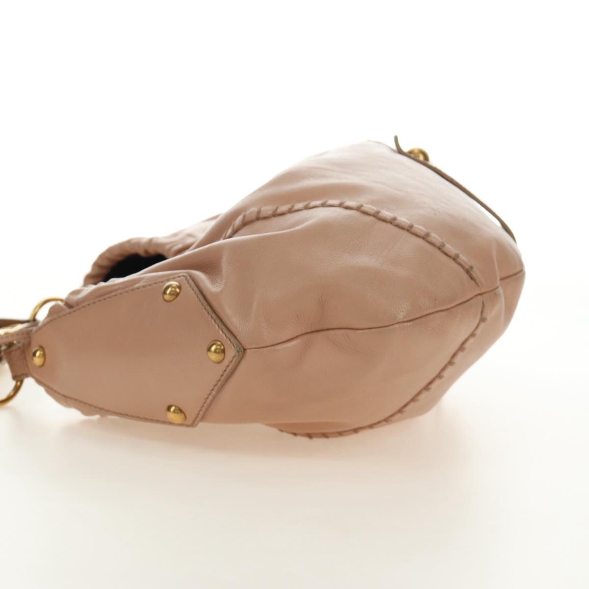 SAINT LAURENT Mombasa Shoulder Bag Leather Pink Gold Auth 185320SM