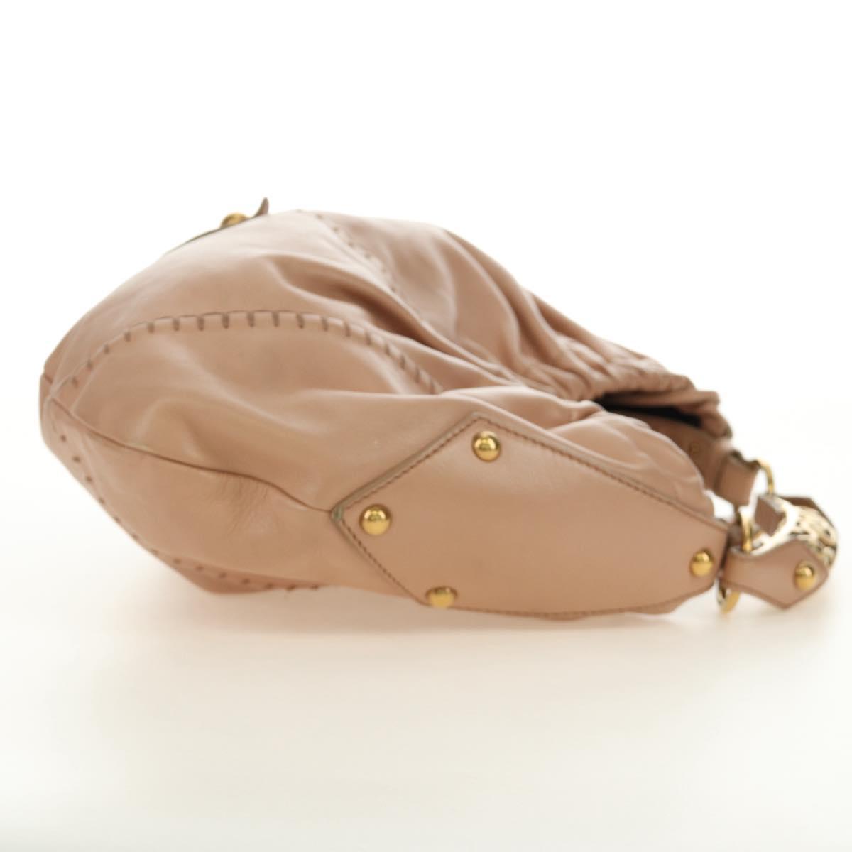SAINT LAURENT Mombasa Shoulder Bag Leather Pink Gold Auth 185320SM