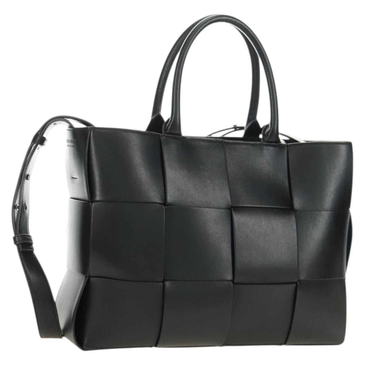 BOTTEGA VENETA MAXI INTRECCIATO Zaalco Bag Leather 2way Black Auth 185322SM