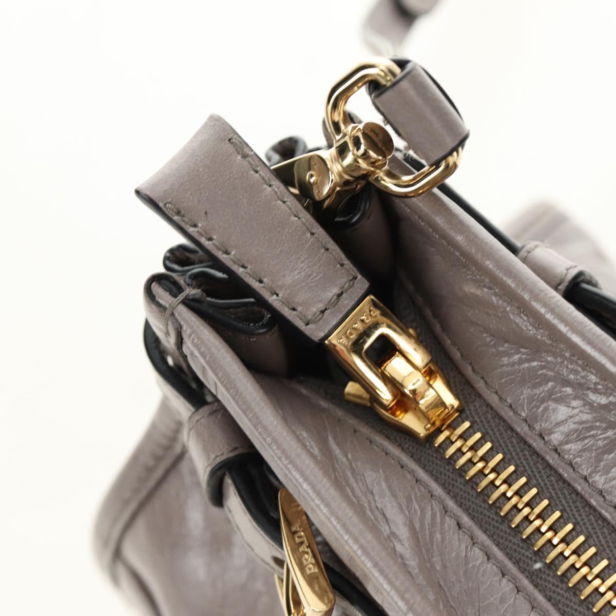 PRADA Bonnie Medium Shoulder Bag Leather 2way Gold Purple gray Auth 185323SM