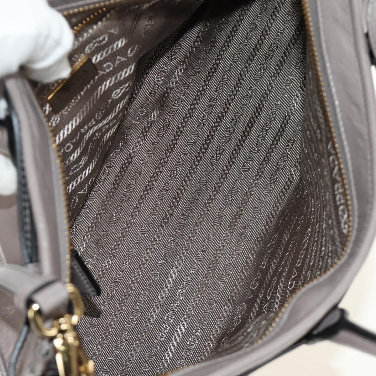 PRADA Bonnie Medium Shoulder Bag Leather 2way Gold Purple gray Auth 185323SM