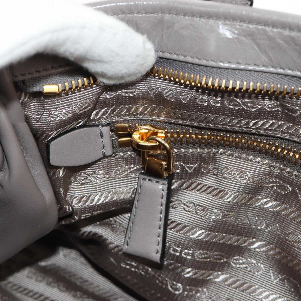 PRADA Bonnie Medium Shoulder Bag Leather 2way Gold Purple gray Auth 185323SM