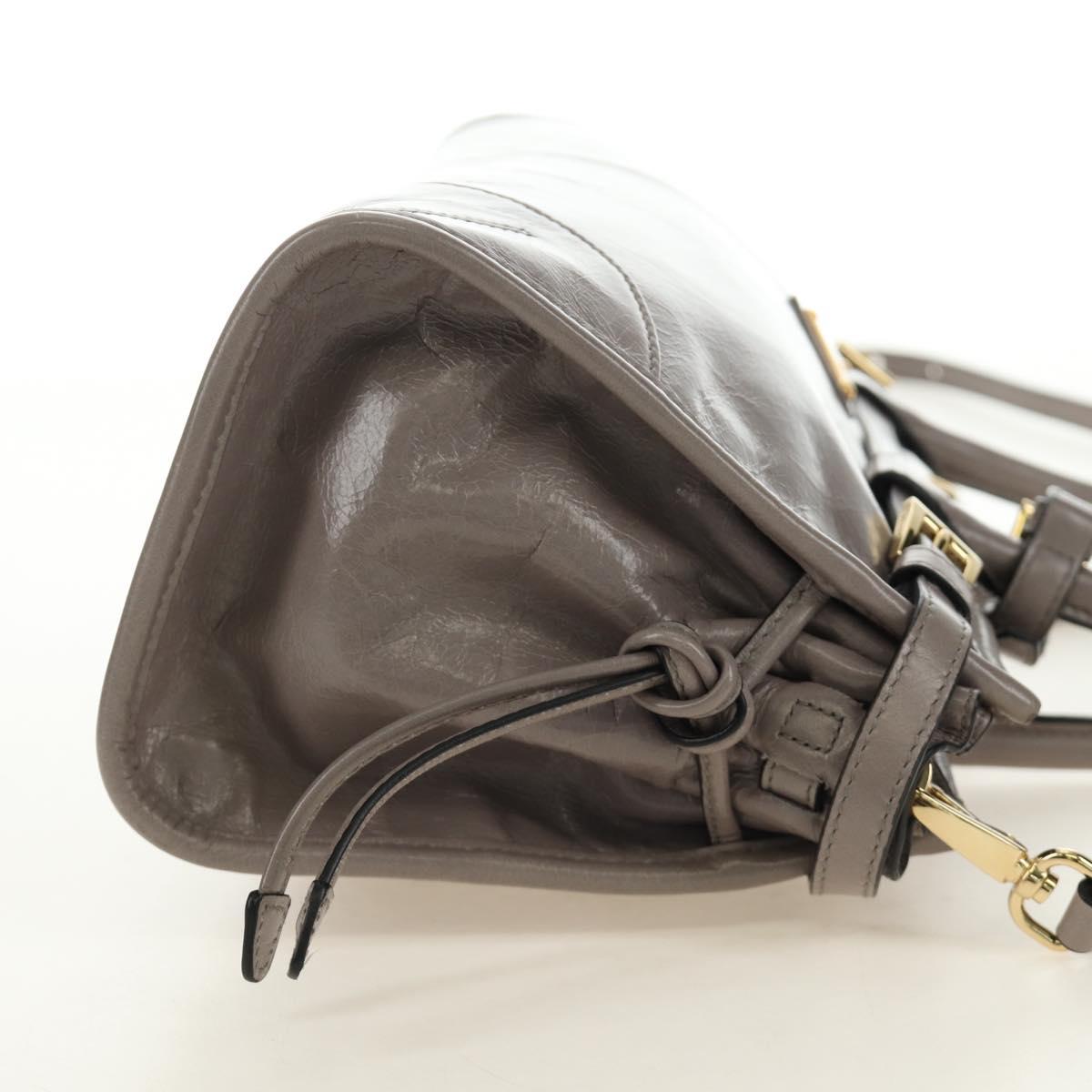 PRADA Bonnie Medium Shoulder Bag Leather 2way Gold Purple gray Auth 185323SM