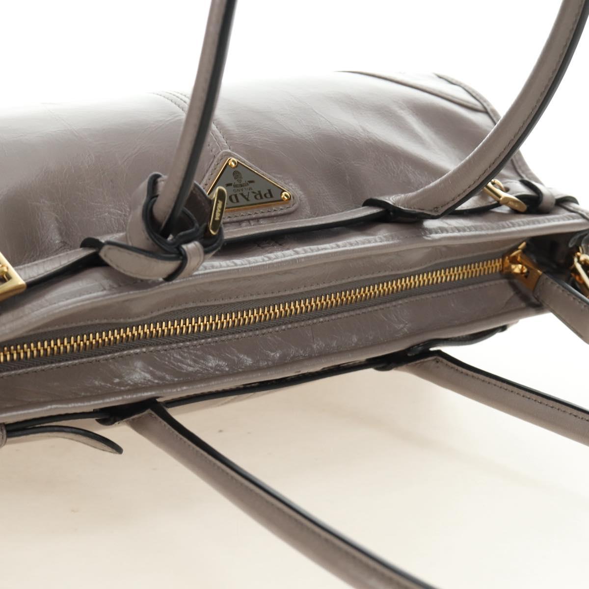 PRADA Bonnie Medium Shoulder Bag Leather 2way Gold Purple gray Auth 185323SM