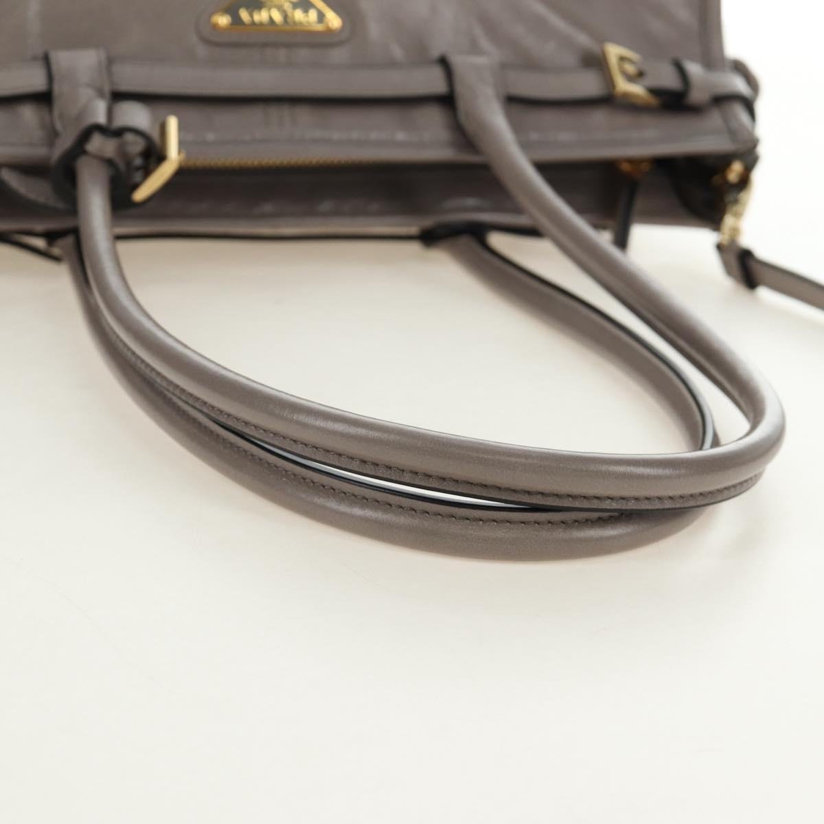 PRADA Bonnie Medium Shoulder Bag Leather 2way Gold Purple gray Auth 185323SM