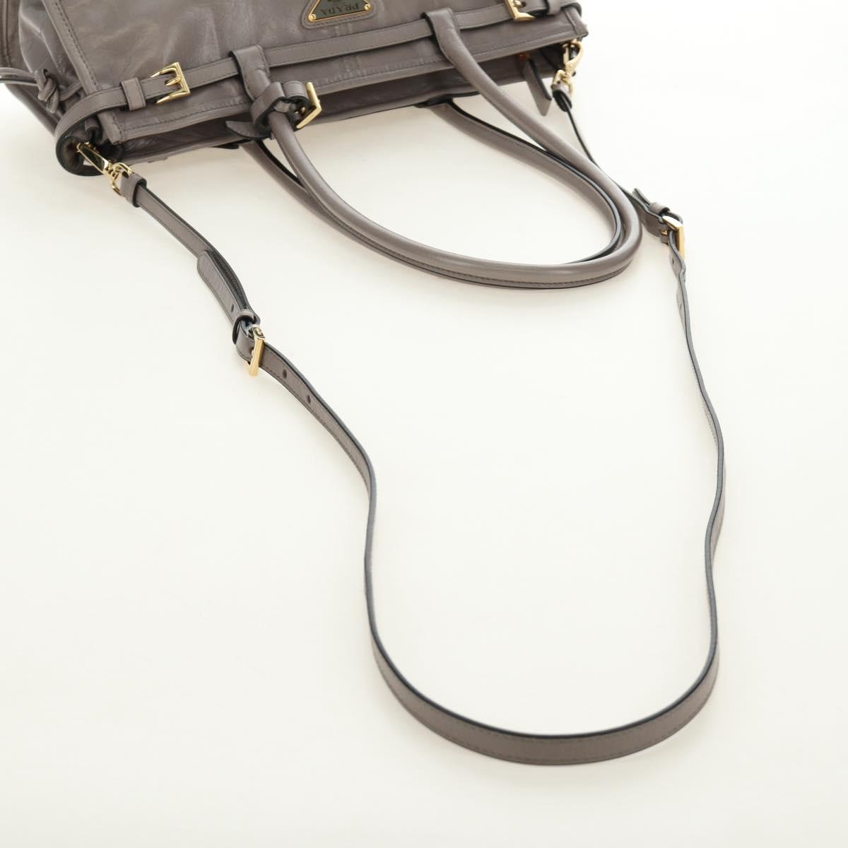 PRADA Bonnie Medium Shoulder Bag Leather 2way Gold Purple gray Auth 185323SM