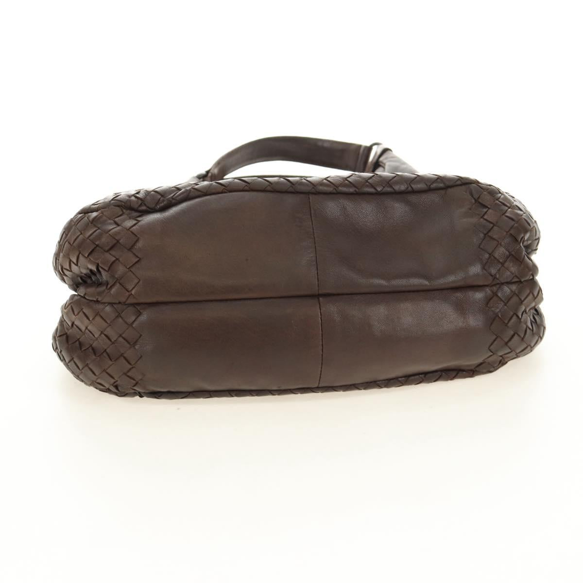 BOTTEGA VENETA INTRECCIATO Campana Shoulder Bag Leather Brown Auth 185326M