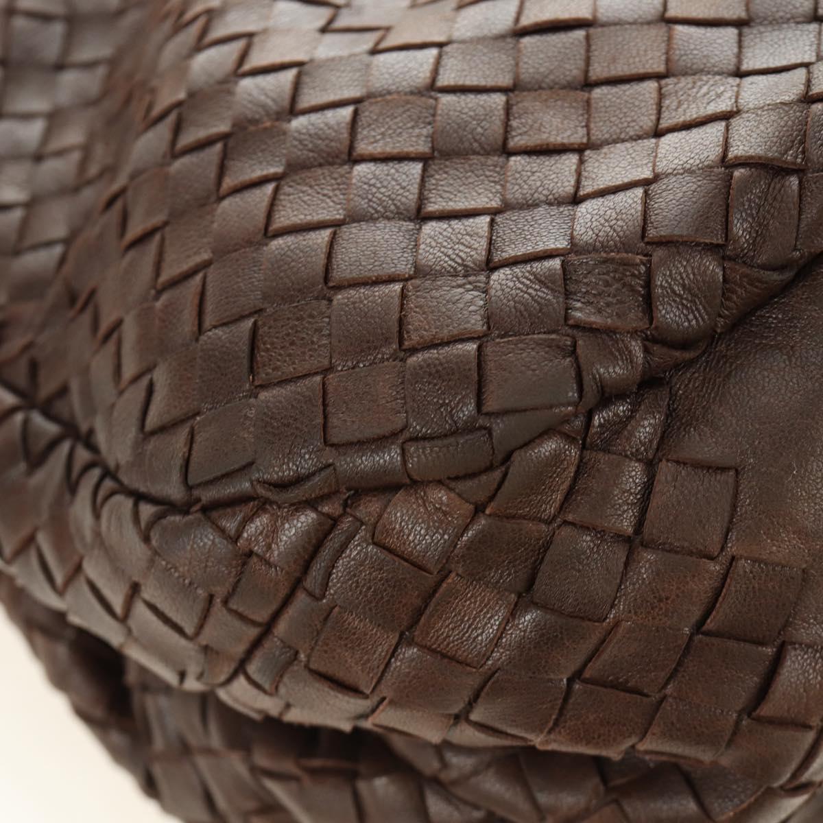 BOTTEGA VENETA INTRECCIATO Campana Shoulder Bag Leather Brown Auth 185326M