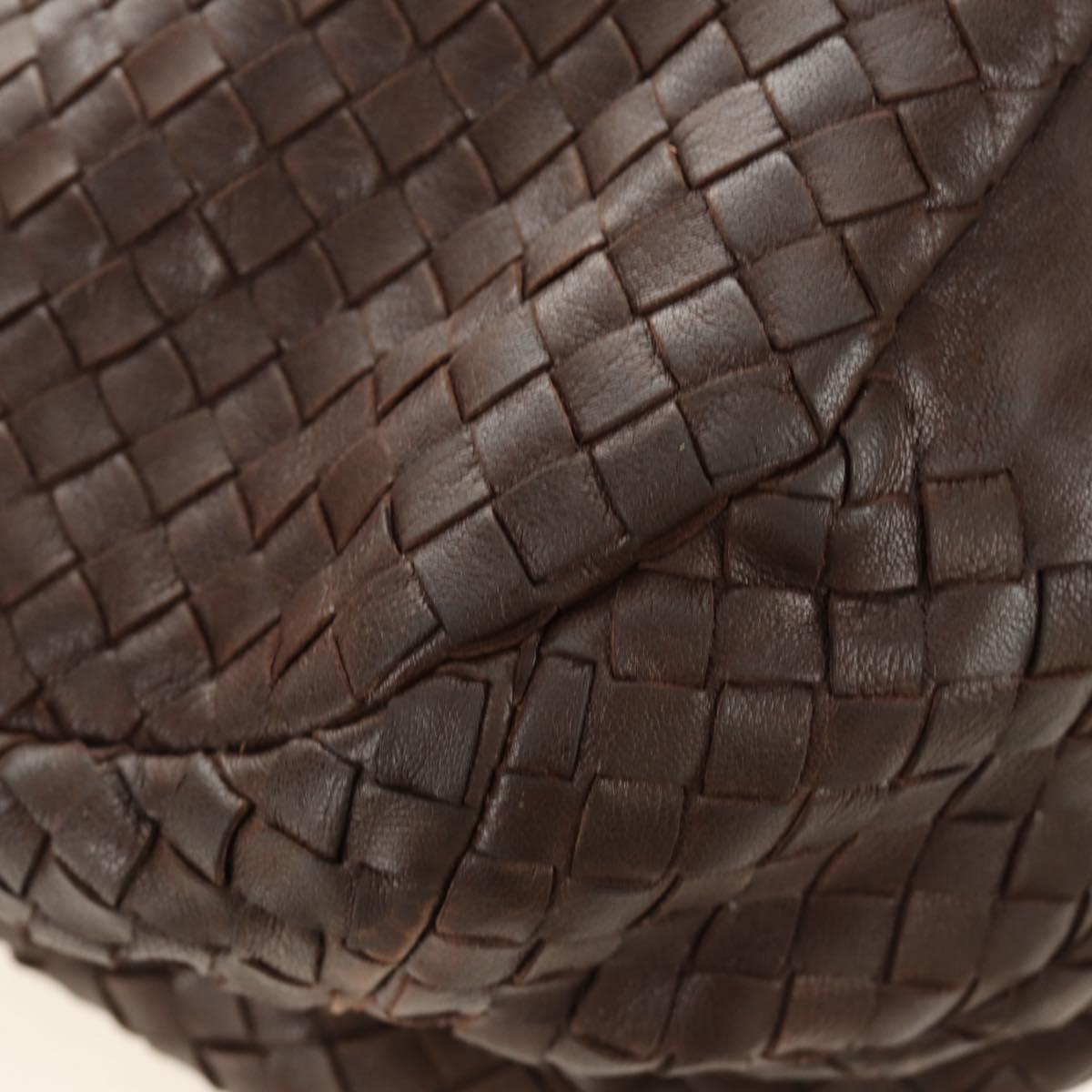 BOTTEGA VENETA INTRECCIATO Campana Shoulder Bag Leather Brown Auth 185326M