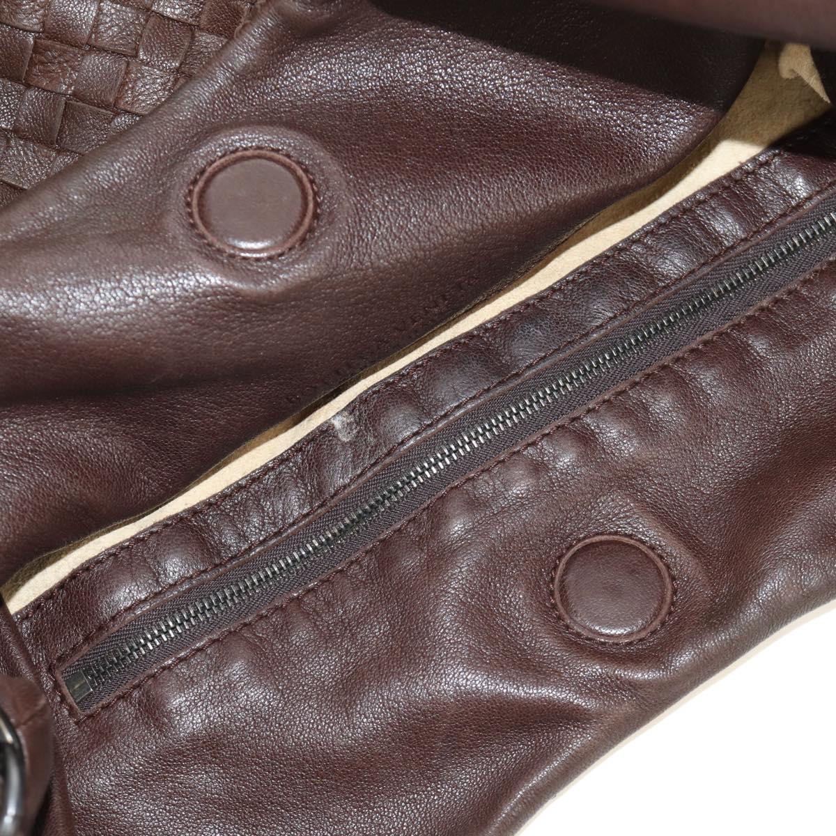 BOTTEGA VENETA INTRECCIATO Campana Shoulder Bag Leather Brown Auth 185326M