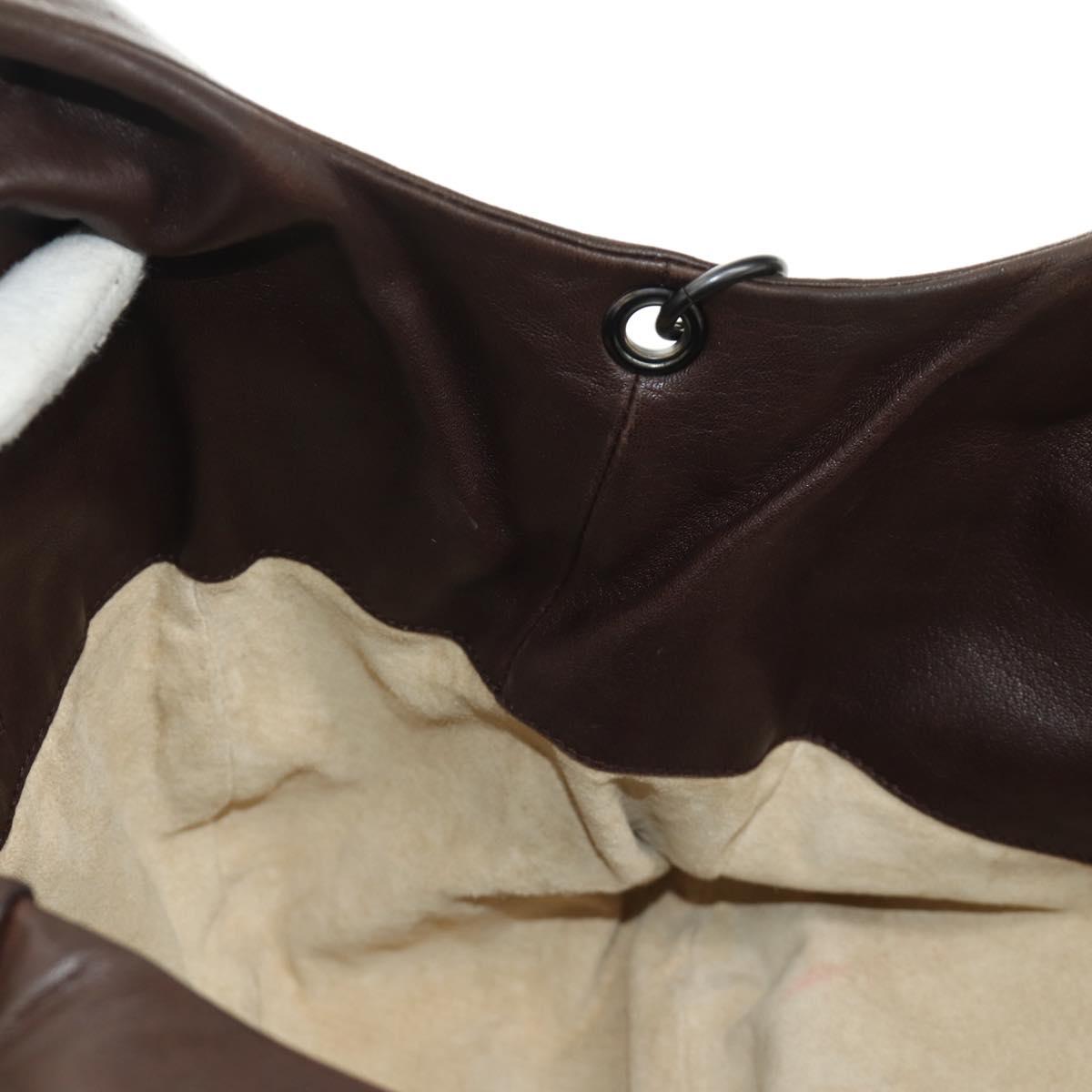 BOTTEGA VENETA INTRECCIATO Campana Shoulder Bag Leather Brown Auth 185326M