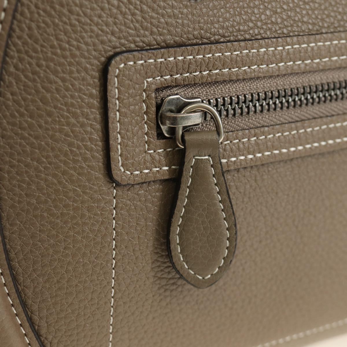 CELINE Luggage Micro Shopper Hand Bag Leather Gray Silver Auth 185329M