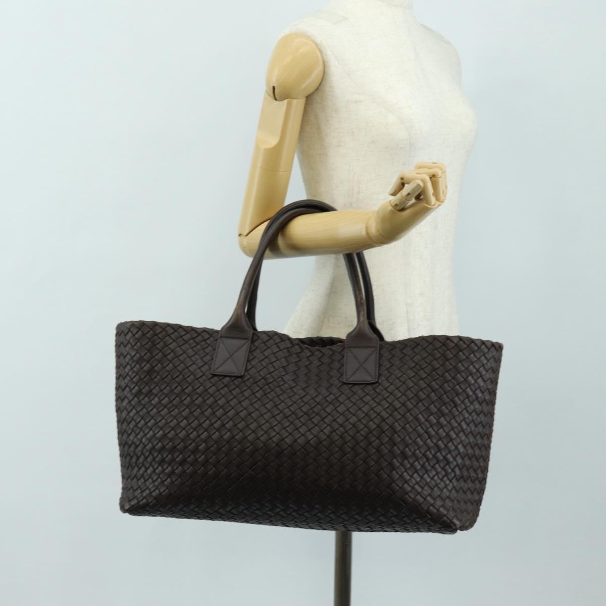 BOTTEGA VENETA INTRECCIATO Cabas MM Hand Bag Leather Brown Auth 185332SM