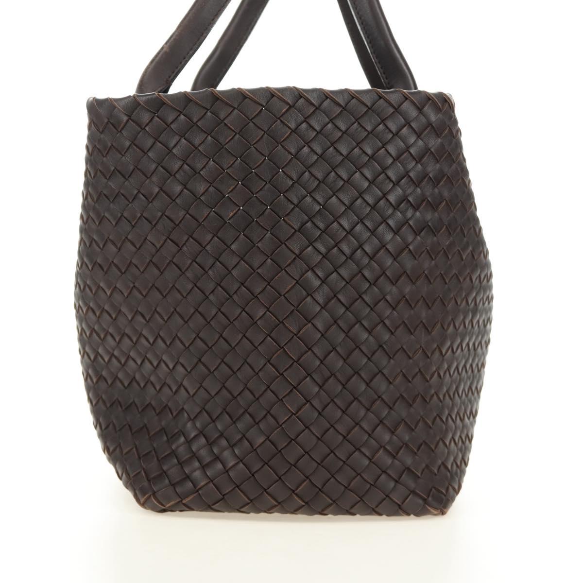 BOTTEGA VENETA INTRECCIATO Cabas MM Hand Bag Leather Brown Auth 185332SM