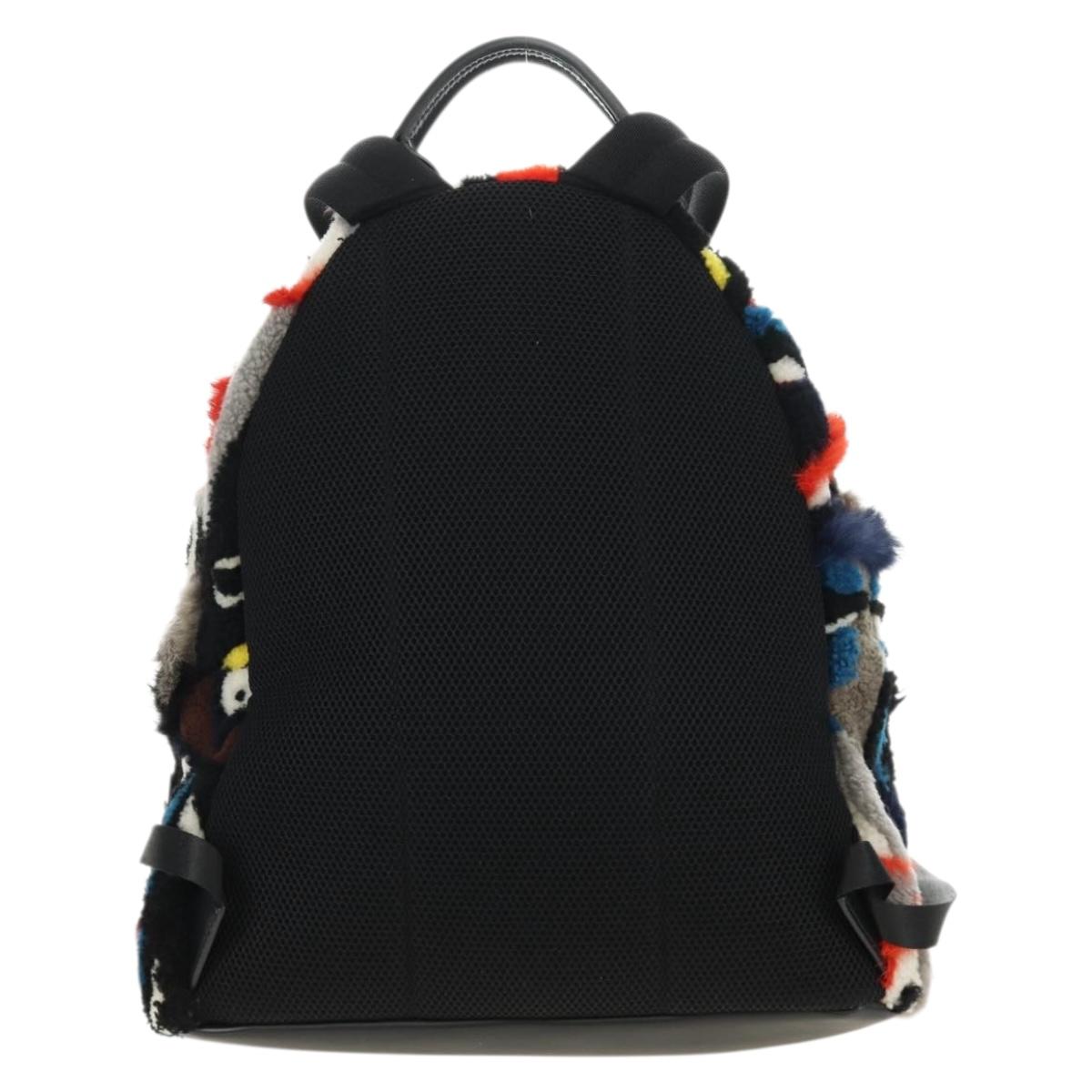 FENDI Bore Backpack Fur Multicolor Silver Auth 185333M