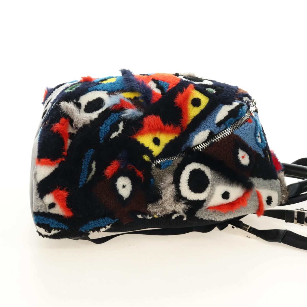 FENDI Bore Backpack Fur Multicolor Silver Auth 185333M