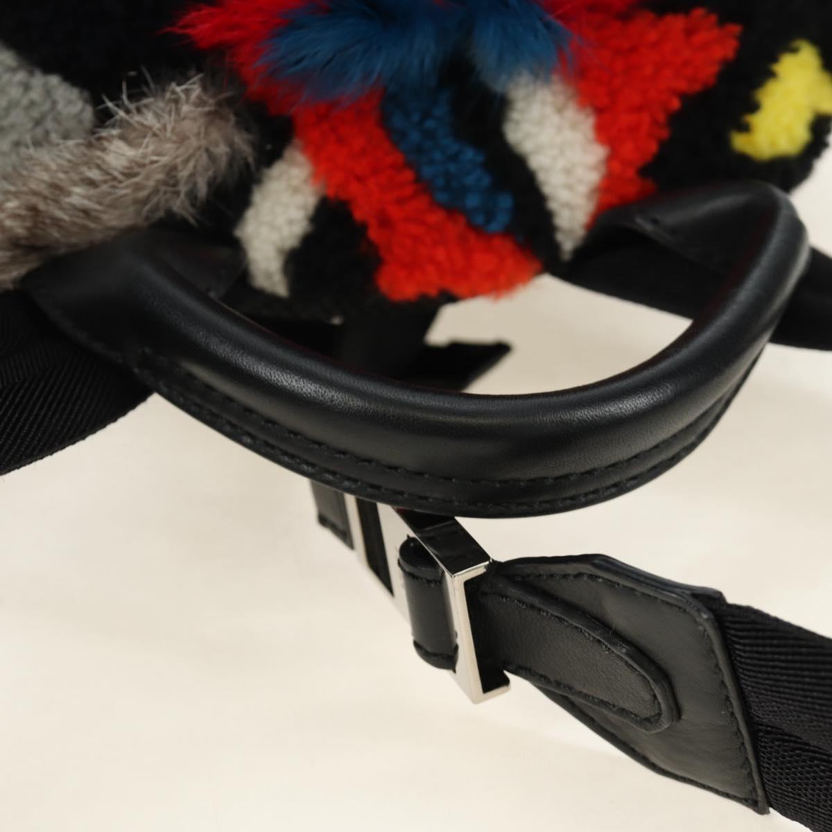 FENDI Bore Backpack Fur Multicolor Silver Auth 185333M