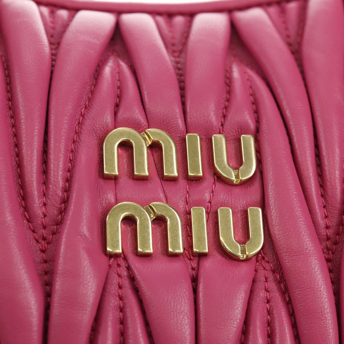 Miu Miu Matelasse Wonder Hand Bag Leather 2way Pink Gold Auth 185334SM