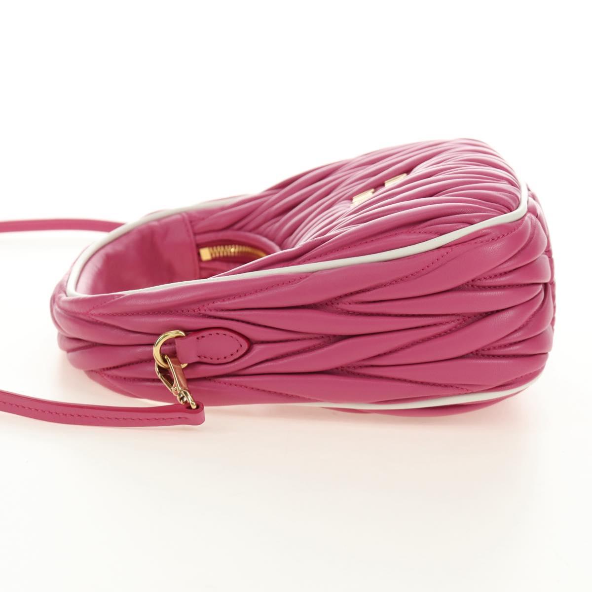 Miu Miu Matelasse Wonder Hand Bag Leather 2way Pink Gold Auth 185334SM