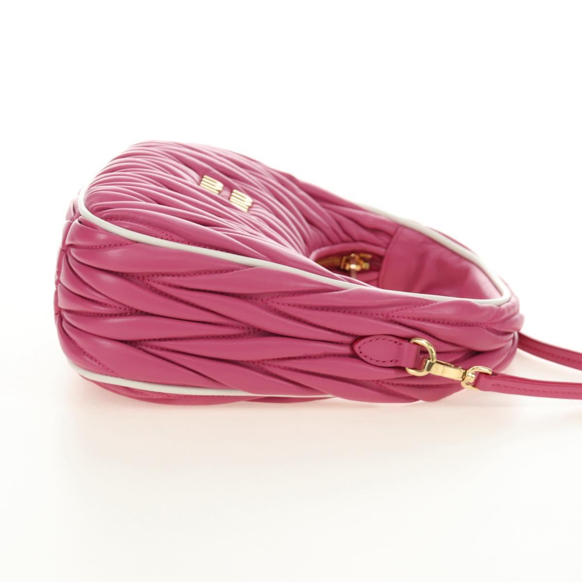 Miu Miu Matelasse Wonder Hand Bag Leather 2way Pink Gold Auth 185334SM