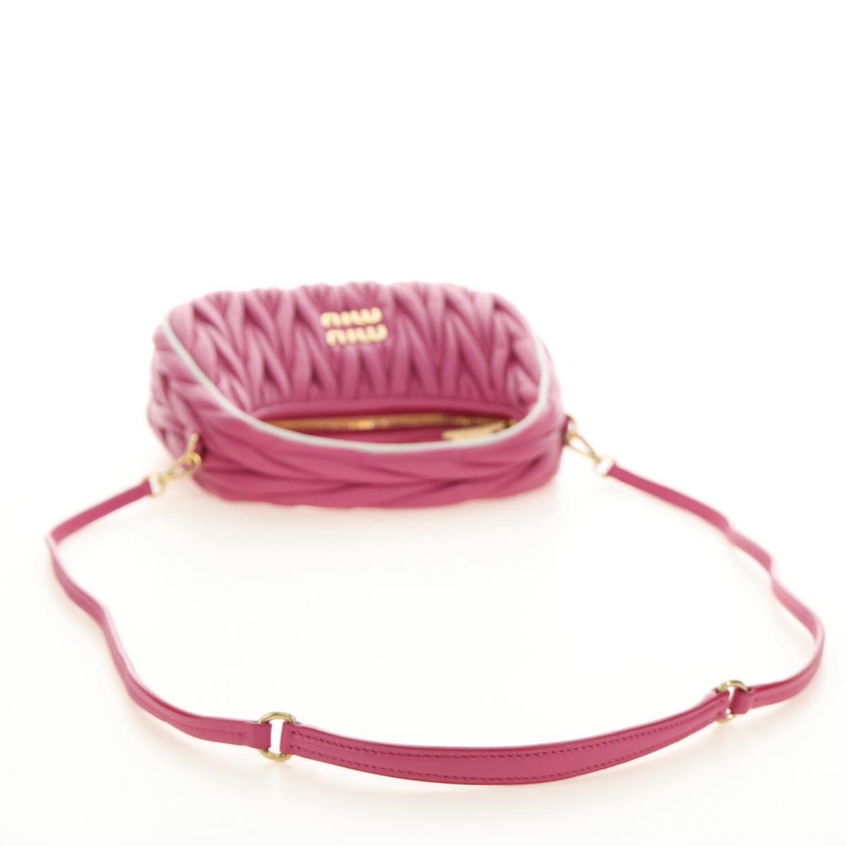 Miu Miu Matelasse Wonder Hand Bag Leather 2way Pink Gold Auth 185334SM