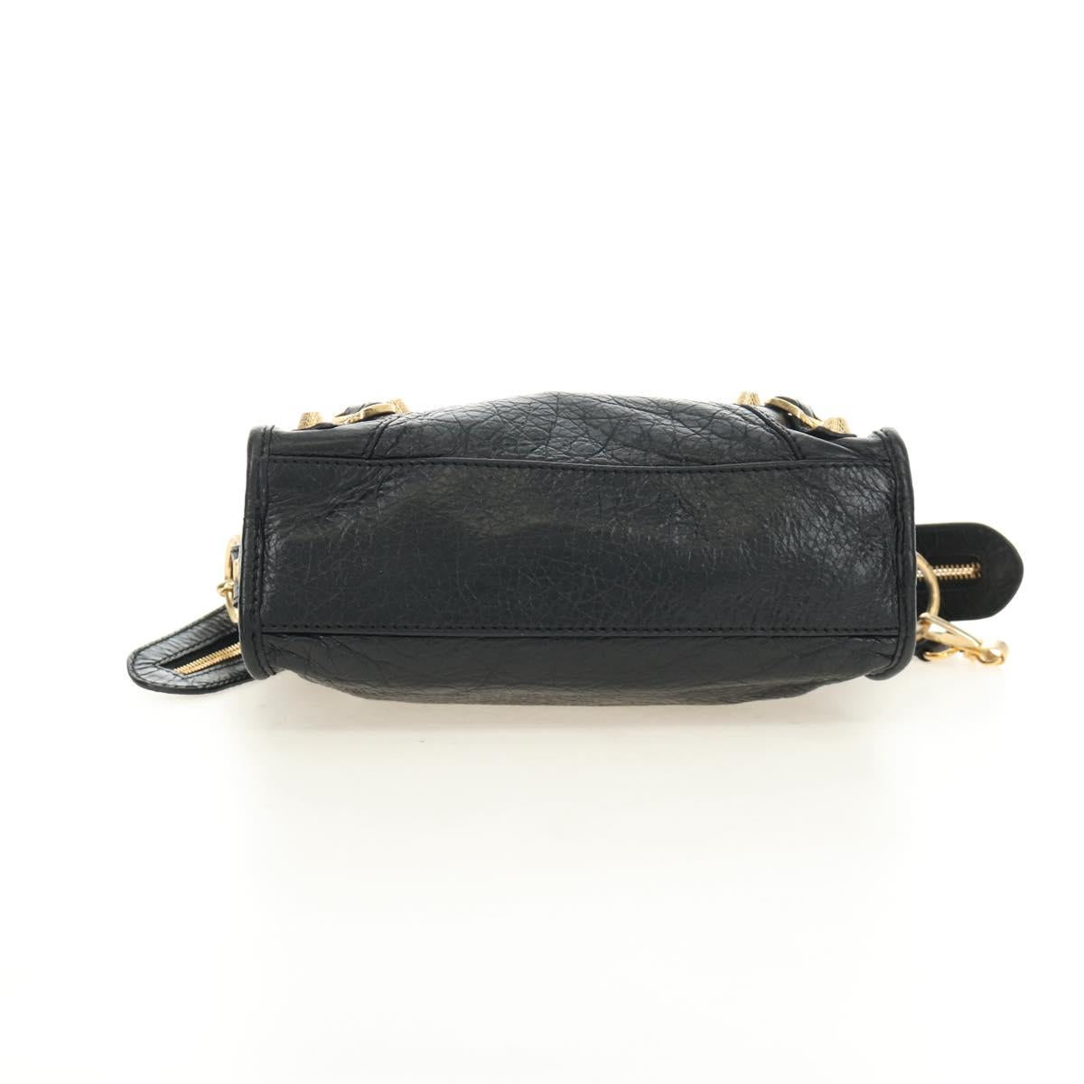 BALENCIAGA Mini City Hand Bag Leather 2way Black Gold 309544 Auth 185336SAM