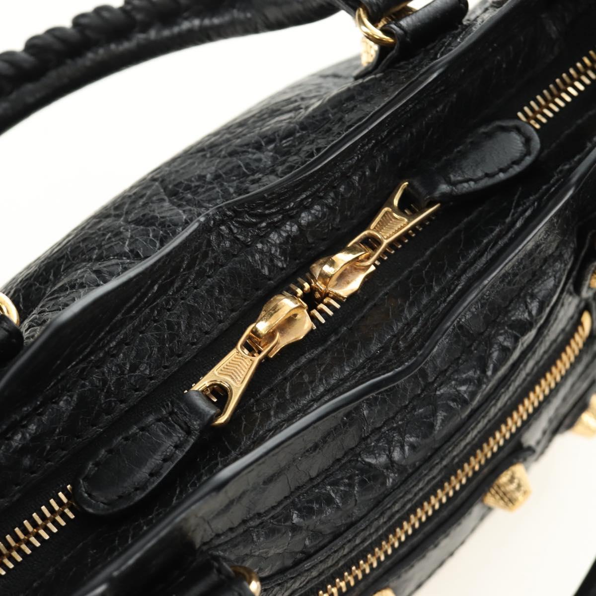 BALENCIAGA Mini City Hand Bag Leather 2way Black Gold 309544 Auth 185336SAM