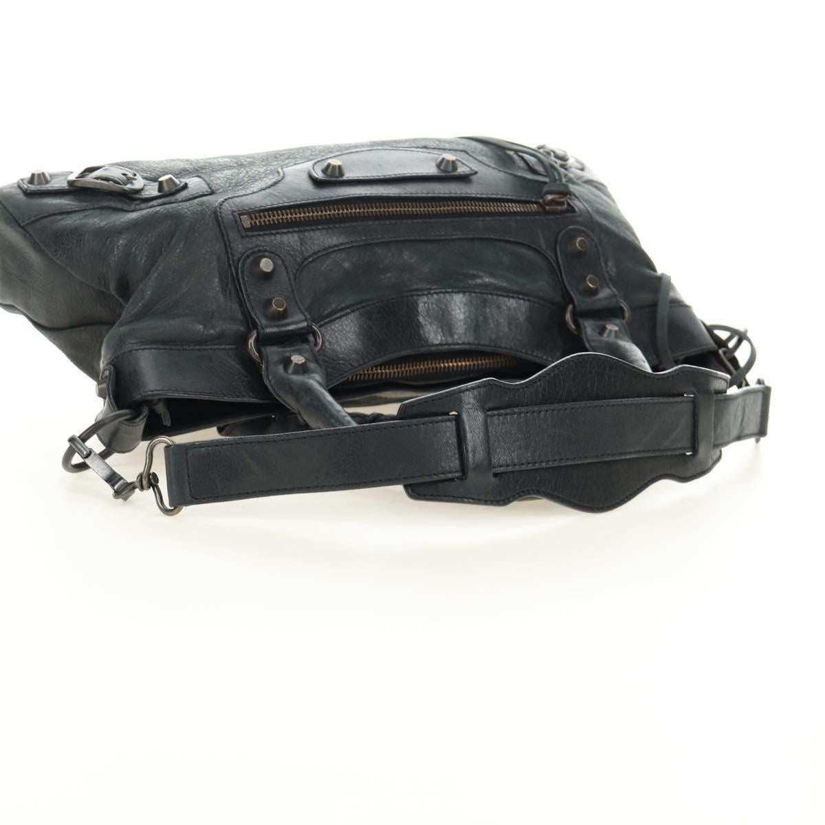 BALENCIAGA The First Hand Bag Leather 2way Navy 103208 Auth 185338M