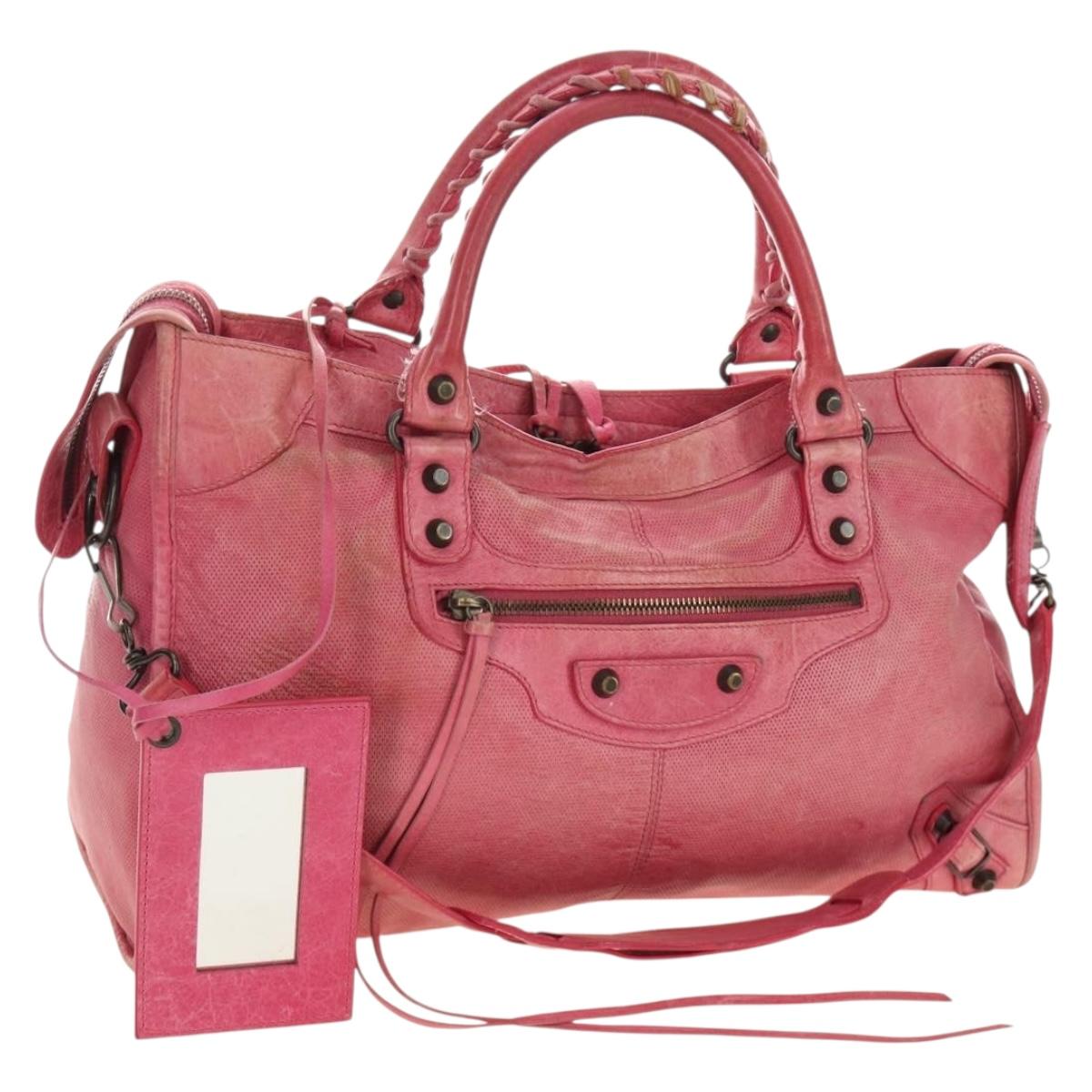 BALENCIAGA The First Hand Bag Leather 2way Pink 115748 Auth 185340M