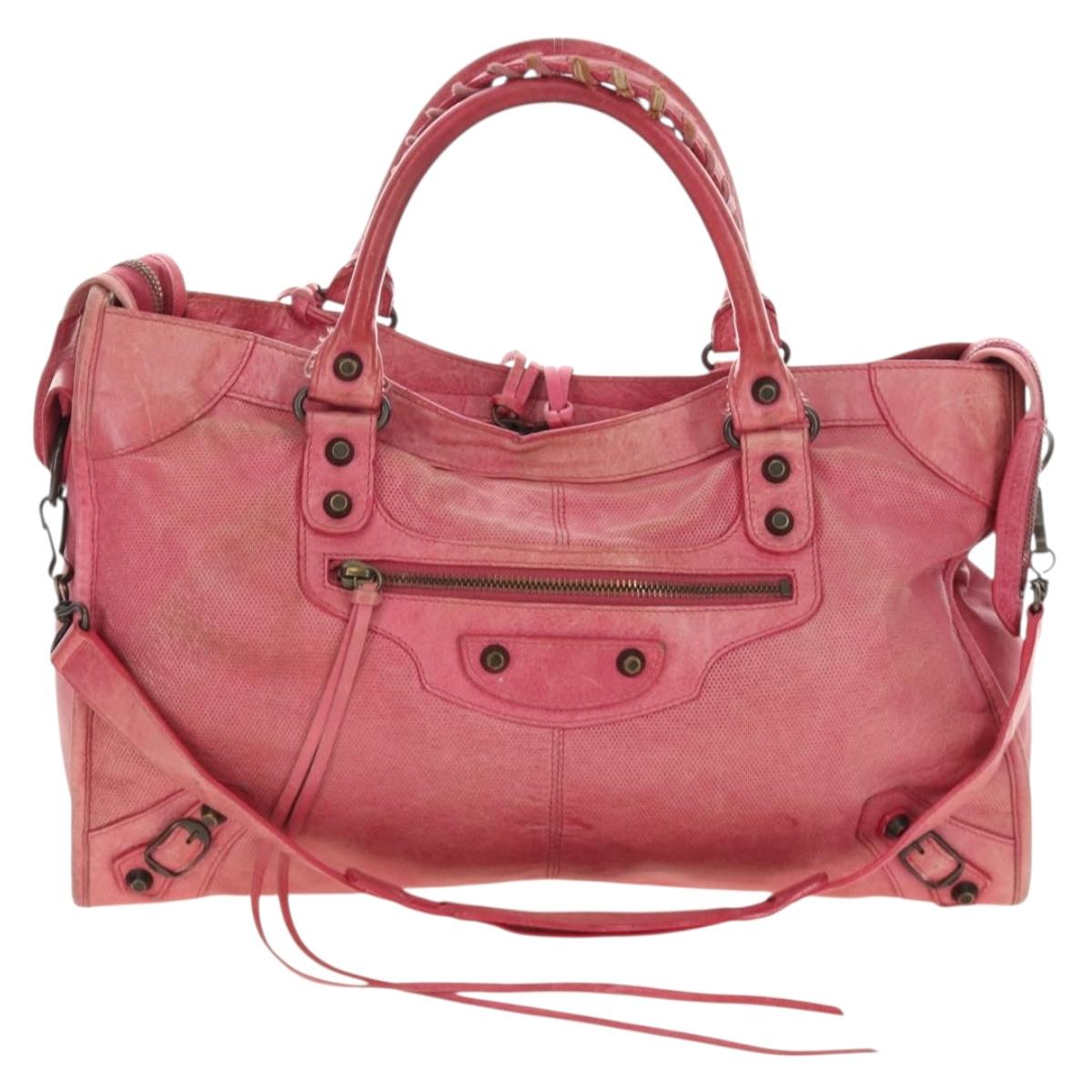 BALENCIAGA The First Hand Bag Leather 2way Pink 115748 Auth 185340M