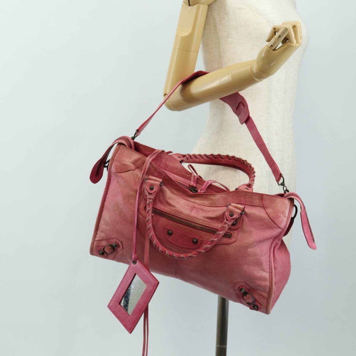 BALENCIAGA The First Hand Bag Leather 2way Pink 115748 Auth 185340M
