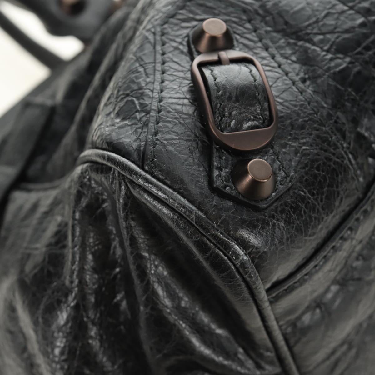 BALENCIAGA Lucity Eastwest Hand Bag Leather 2way Black 845704 Auth 185341SM