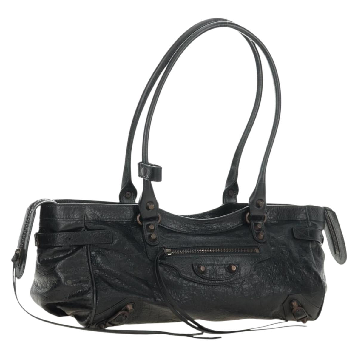 BALENCIAGA Lucity Eastwest Hand Bag Leather 2way Black 845704 Auth 185341SM