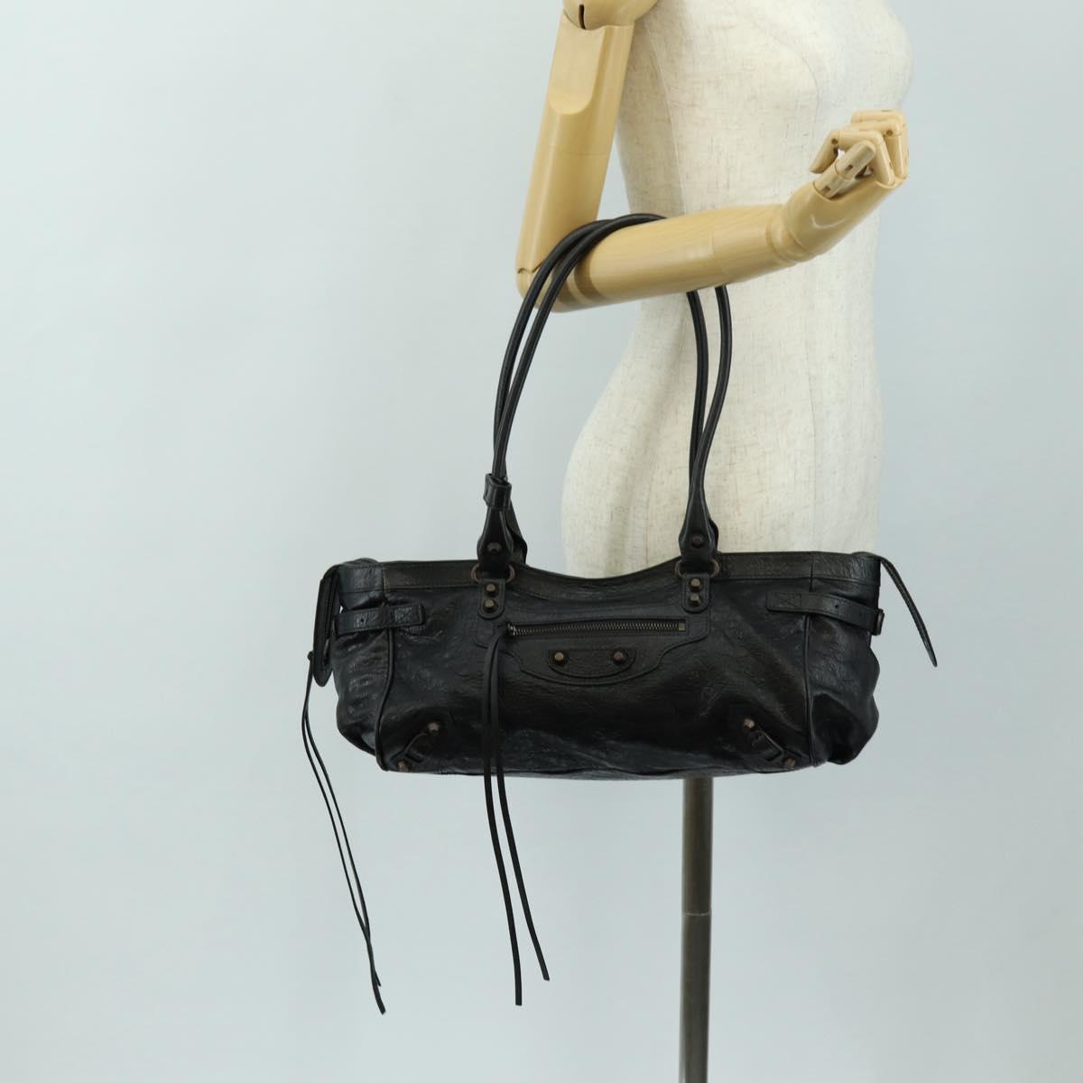 BALENCIAGA Lucity Eastwest Hand Bag Leather 2way Black 845704 Auth 185341SM