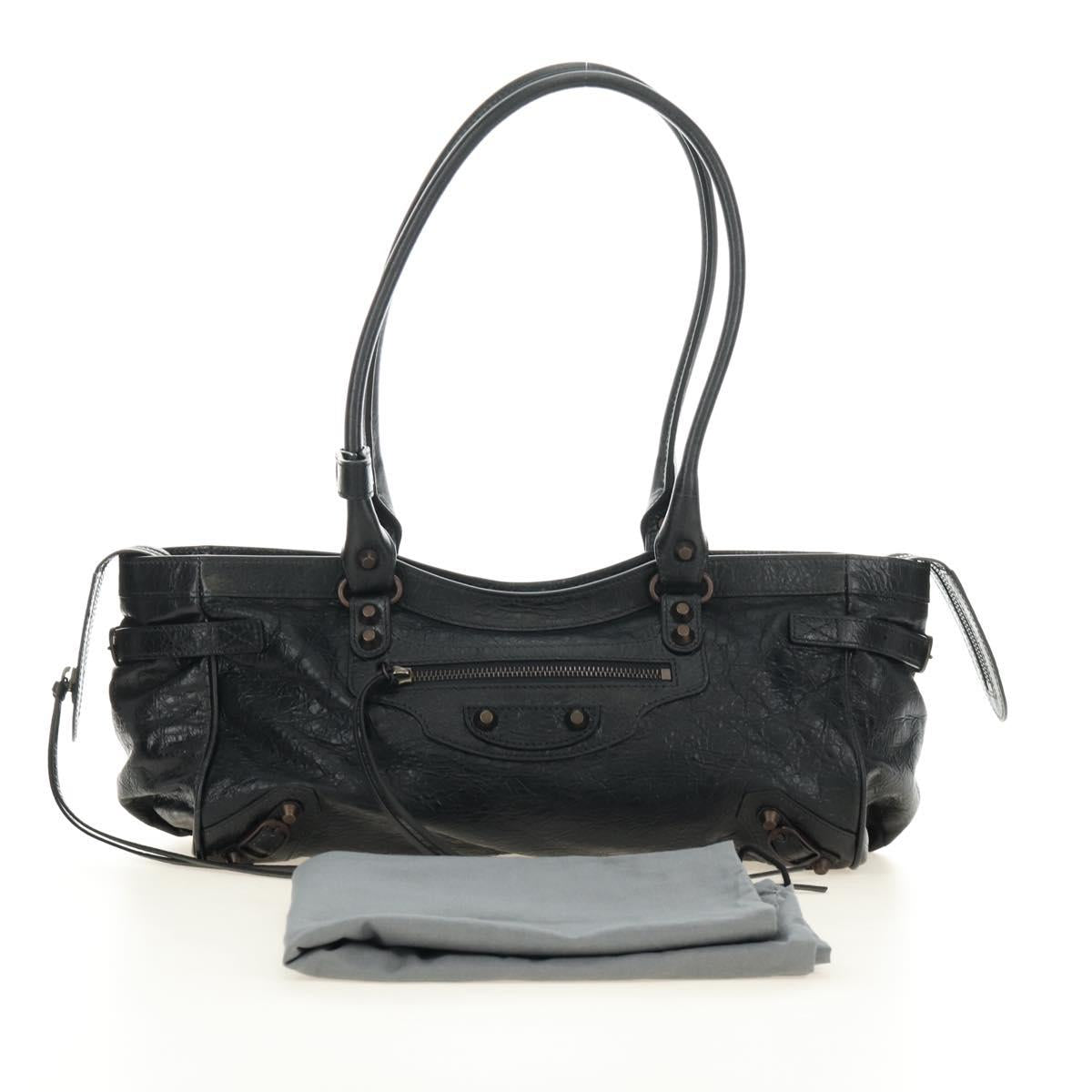 BALENCIAGA Lucity Eastwest Hand Bag Leather 2way Black 845704 Auth 185341SM