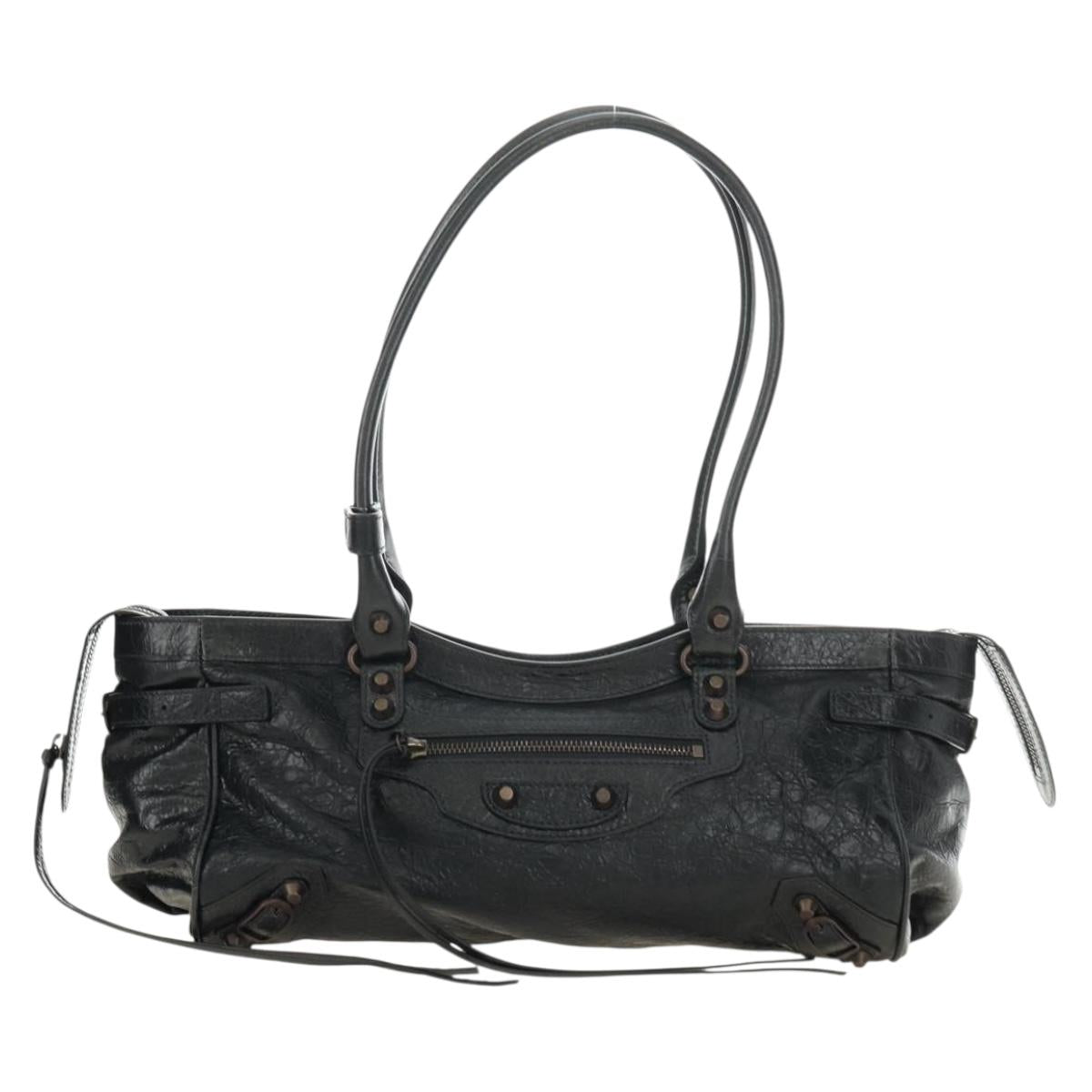 BALENCIAGA Lucity Eastwest Hand Bag Leather 2way Black 845704 Auth 185341SM