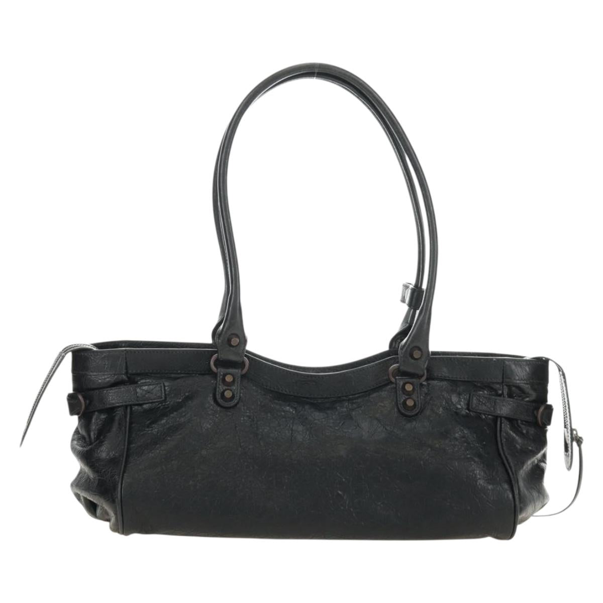 BALENCIAGA Lucity Eastwest Hand Bag Leather 2way Black 845704 Auth 185341SM