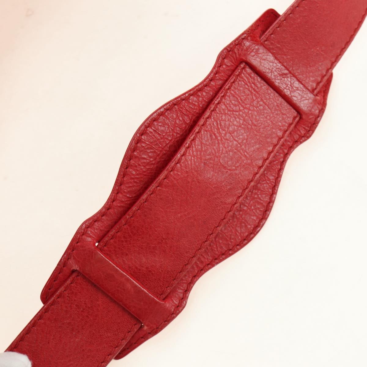 BALENCIAGA The Giant City Hand Bag Leather 2way Red Silver 173084 Auth 185342M