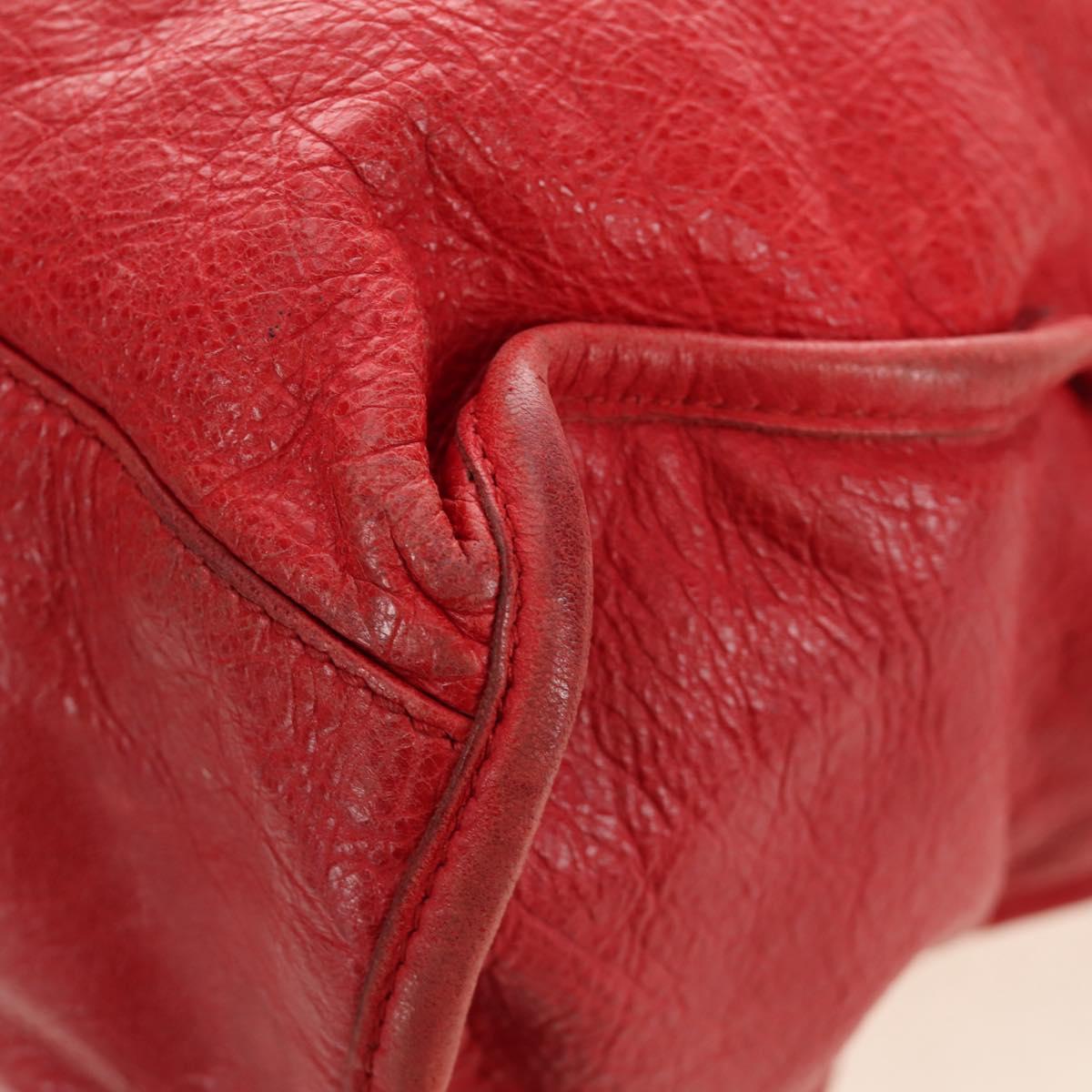 BALENCIAGA The Giant City Hand Bag Leather 2way Red Silver 173084 Auth 185342M