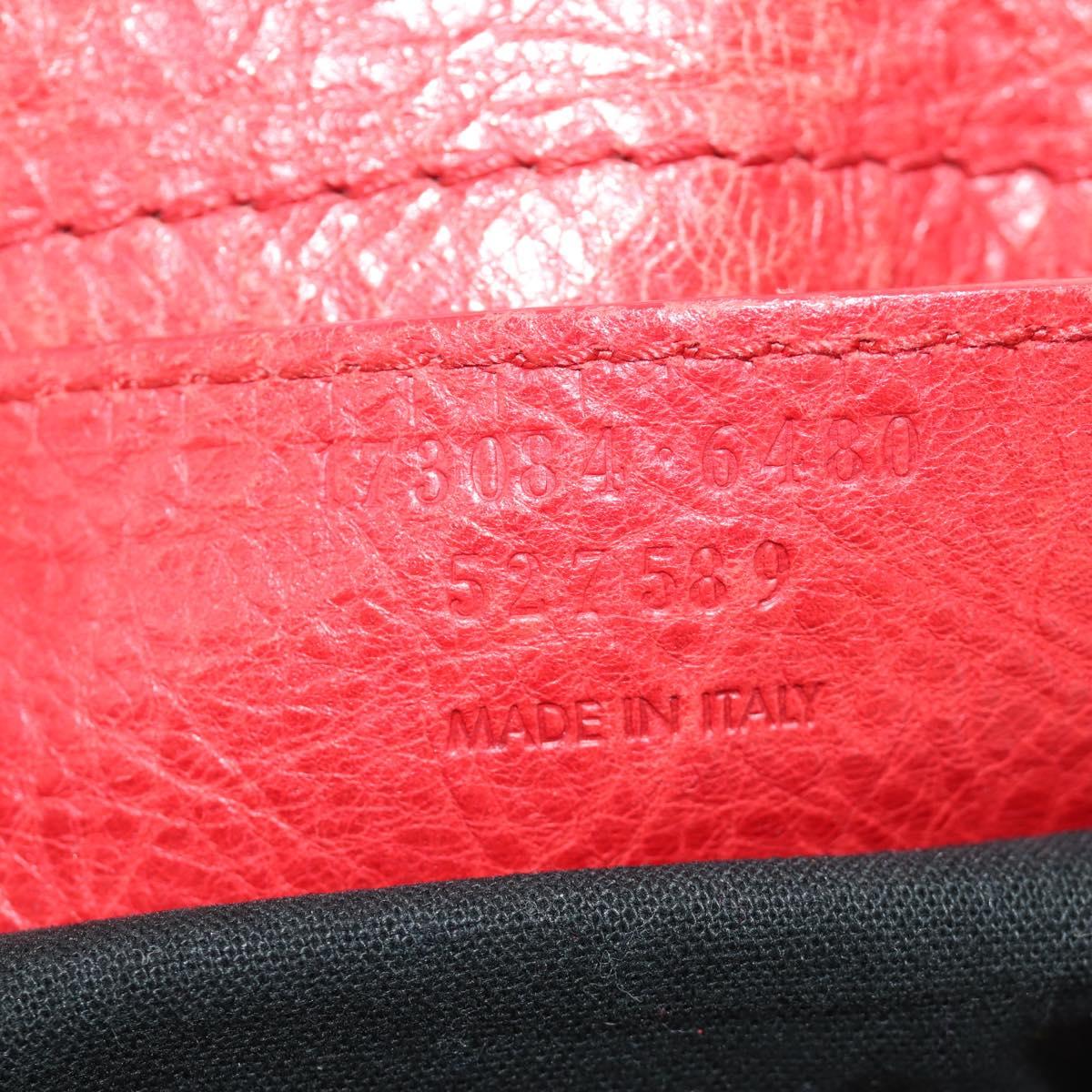 BALENCIAGA The Giant City Hand Bag Leather 2way Red Silver 173084 Auth 185342M
