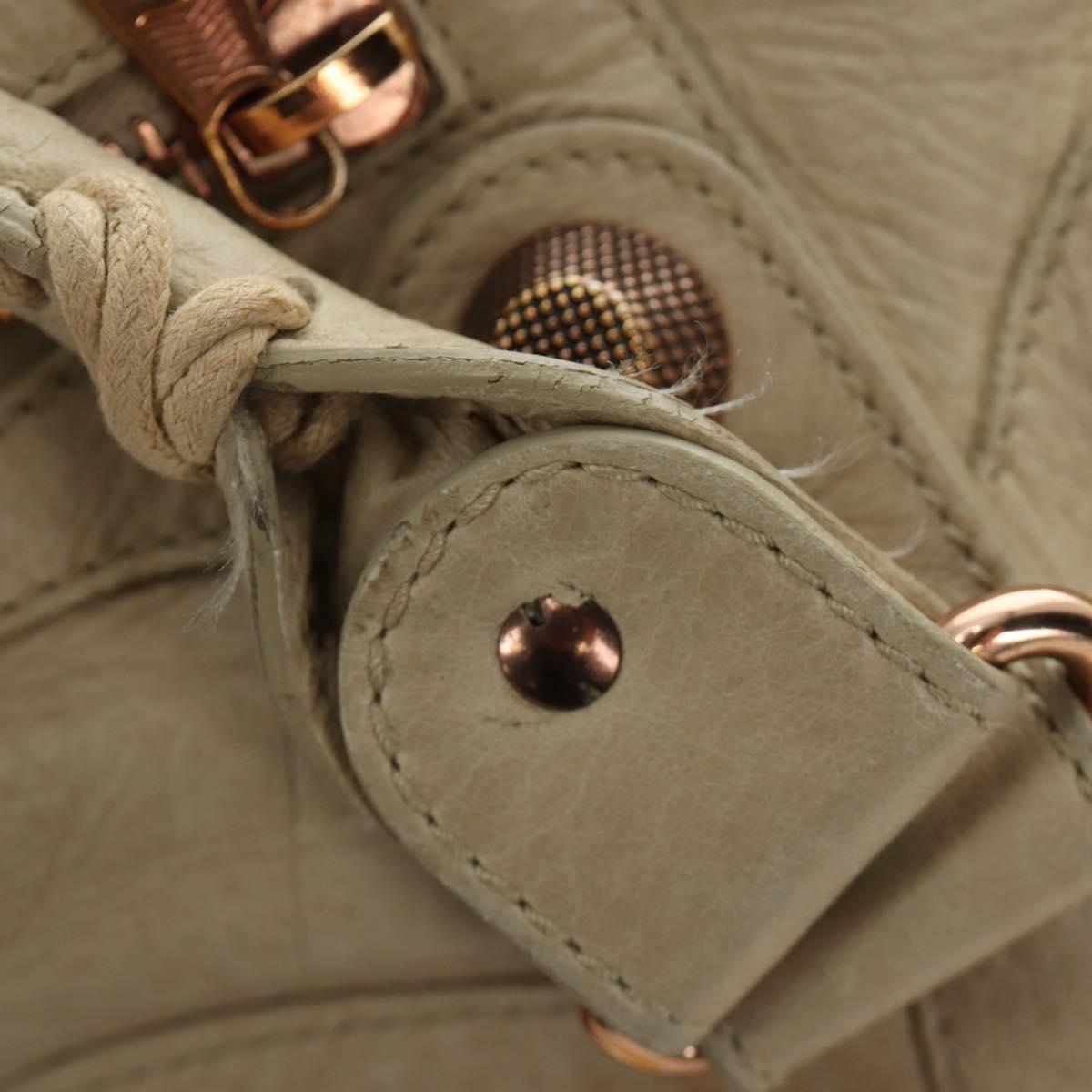 BALENCIAGA The Giant City Hand Bag Leather 2way Ivory Gold Auth 185343M