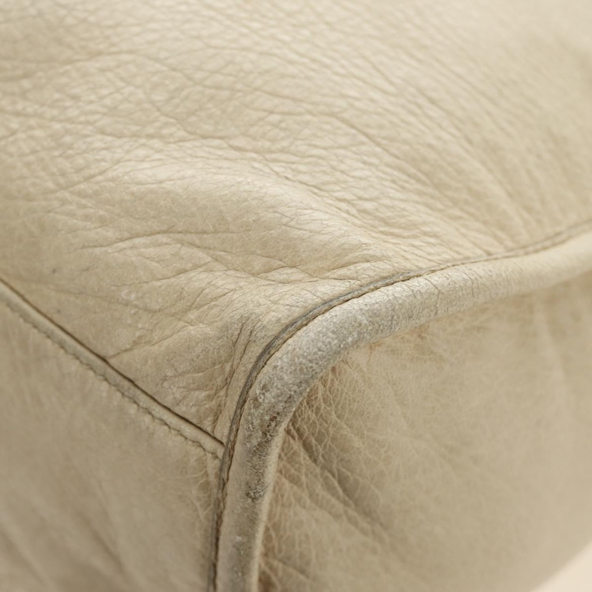 BALENCIAGA The Giant City Hand Bag Leather 2way Ivory Gold Auth 185343M