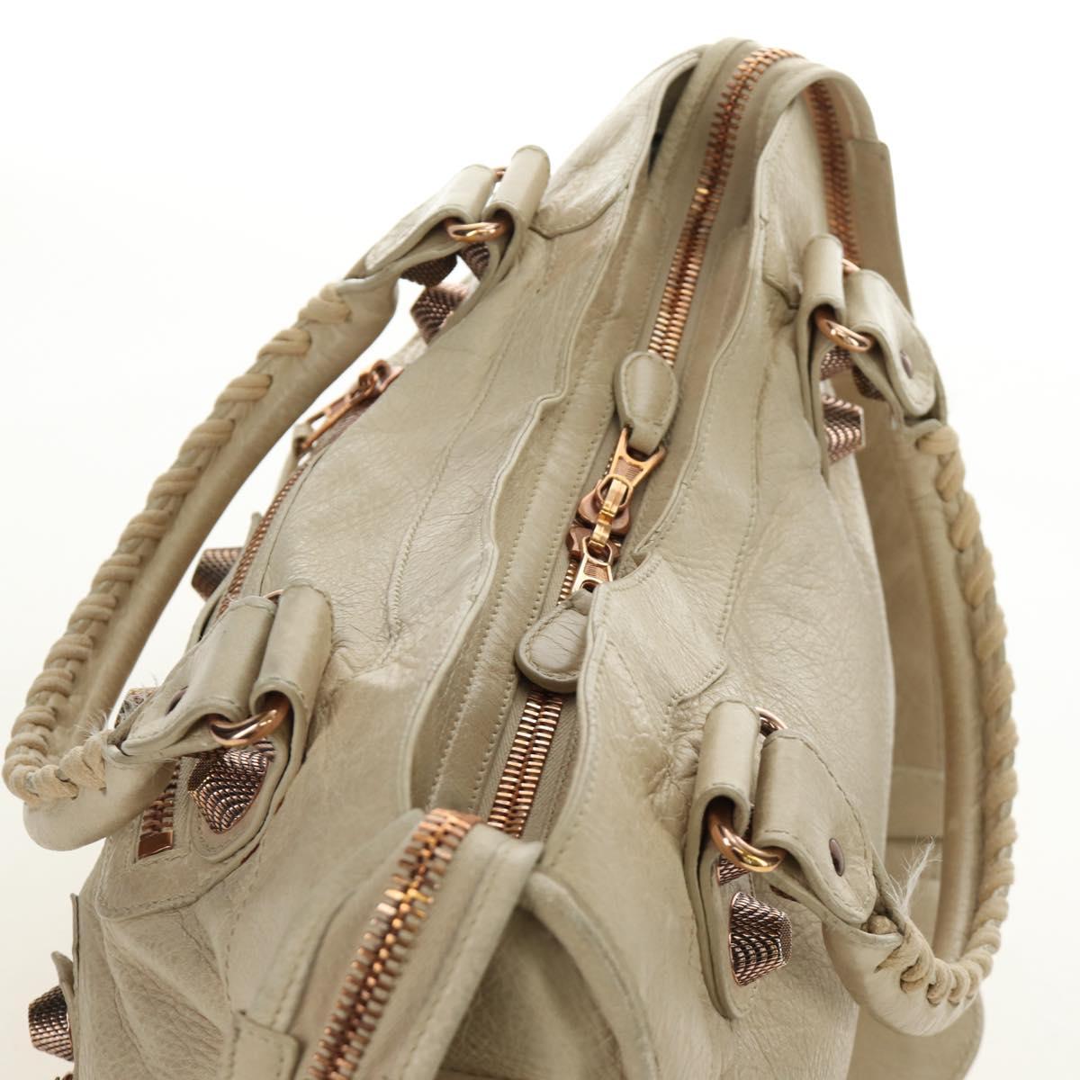 BALENCIAGA The Giant City Hand Bag Leather 2way Ivory Gold Auth 185343M
